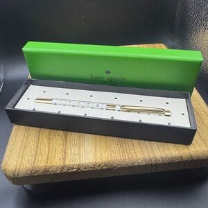 kate spade White and Gold Polka Dot Writing Pen